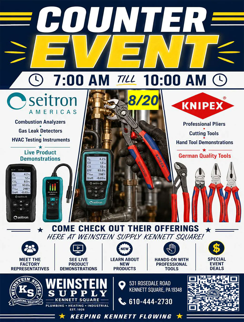 Knipex & Seitron counter event 8/20 7-10am Sales event- low price on these lines