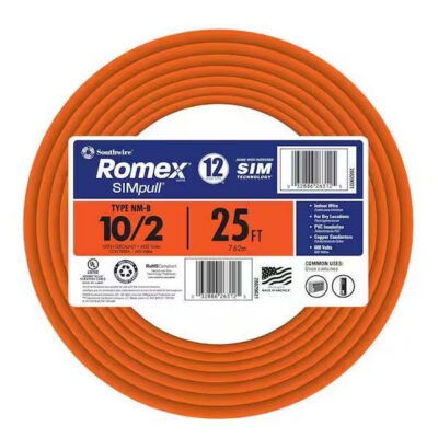 CITY ELECTRIC 10/2 25FT WIRE ROMEX NM-B-10/2-CU-1000