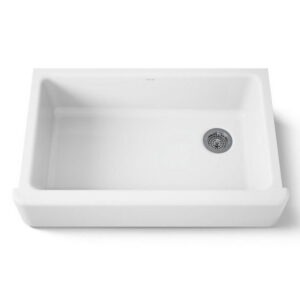Kohler 6489-0 Whitehaven White 35 3/4 x 21 9/16in Single Basin Undermount Enameled Cast Iron Kitchen Sink Kohler 6489-0 Whitehaven White 35 3/4 x 21 9/16in Single Basin Undermount Enameled Cast Iron Kitchen Sink